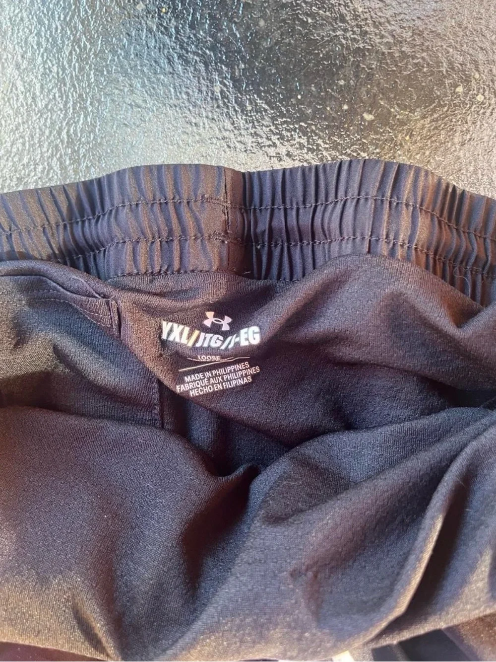 Under Armour Black Athletic Running Shorts with White Trim